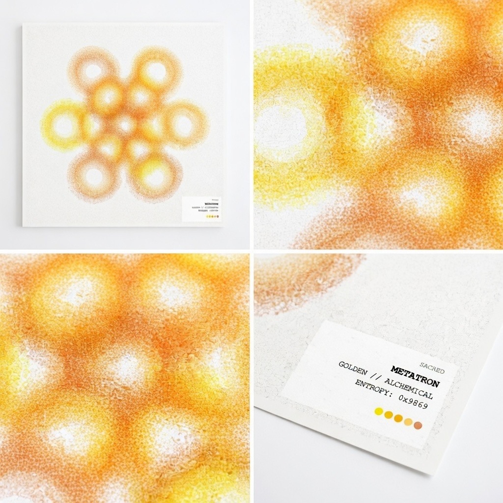 Macro detail — Golden Metatron stipple field